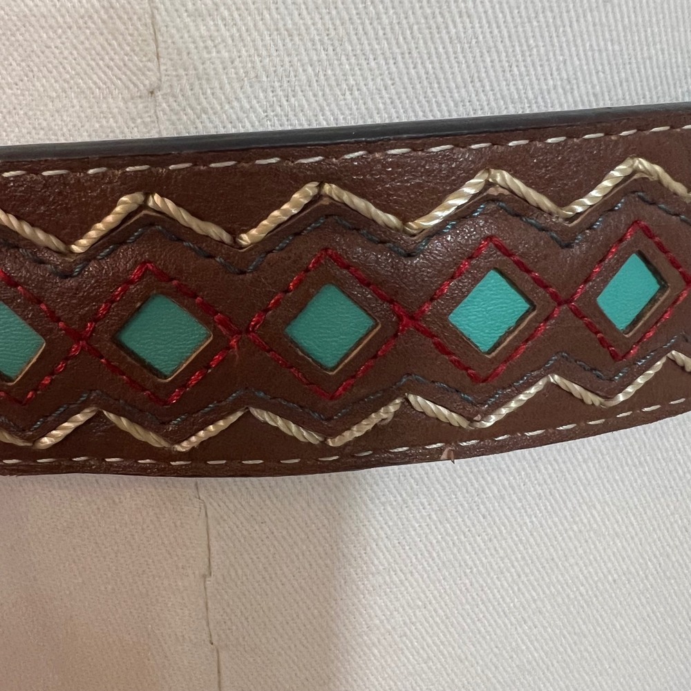 Ariat Brown Leather Turquoise Embroidery Western Cowgirl Belt Small A1518202 - Picture 12 of 14